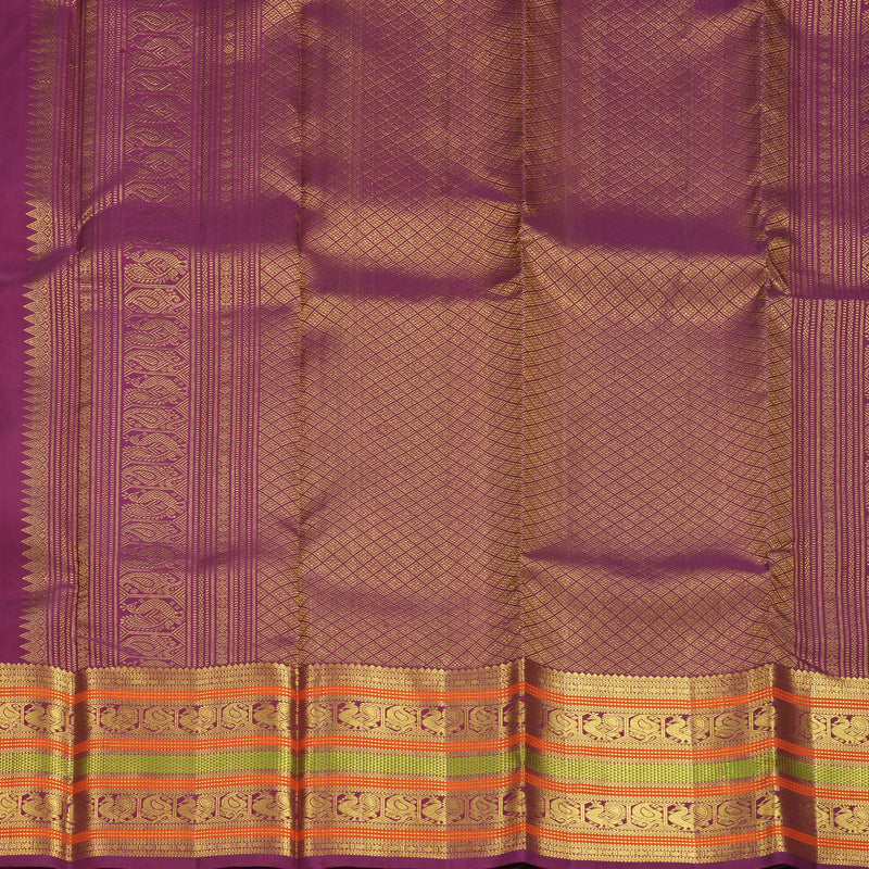 Hayagrivas Handloom Dual Tone (Blue &amp; Red) Kanjivaram Silk Saree with Vadamalli Purple Border SSKBF61E4-3