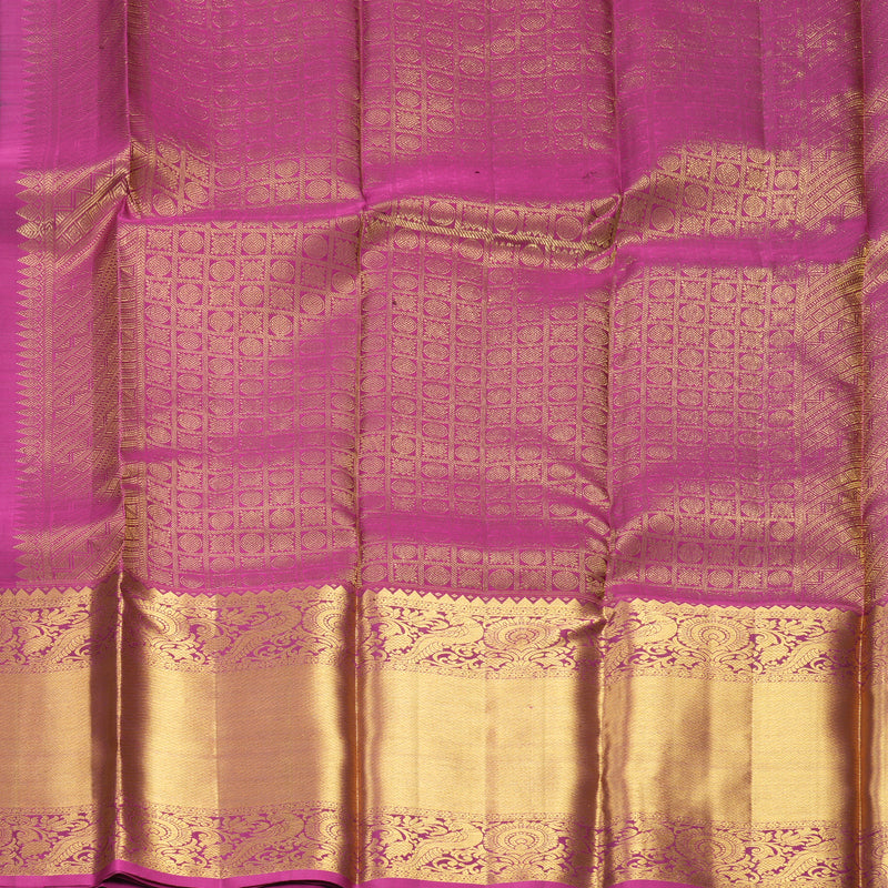 Hayagrivas Handloom Bottle Green Kanjivaram Silk Saree with Magenta Border SSKBF61E5-2