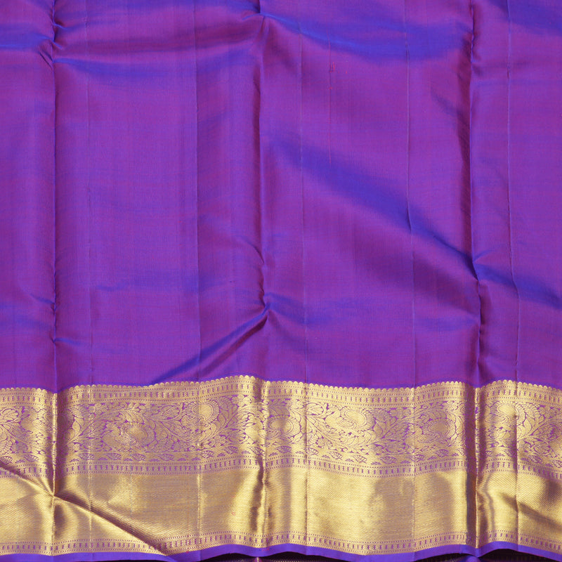 Hayagrivas Handloom Orangish-Pink Kanjivaram Silk Saree with Purple Border SSKBF61E5-3