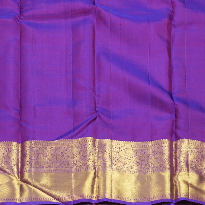 Hayagrivas Handloom Orangish-Pink Kanjivaram Silk Saree with Purple Border SSKBF61E5-3