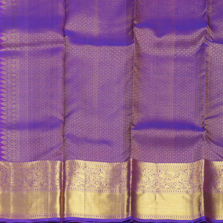 Hayagrivas Handloom Orangish-Pink Kanjivaram Silk Saree with Purple Border SSKBF61E5-3