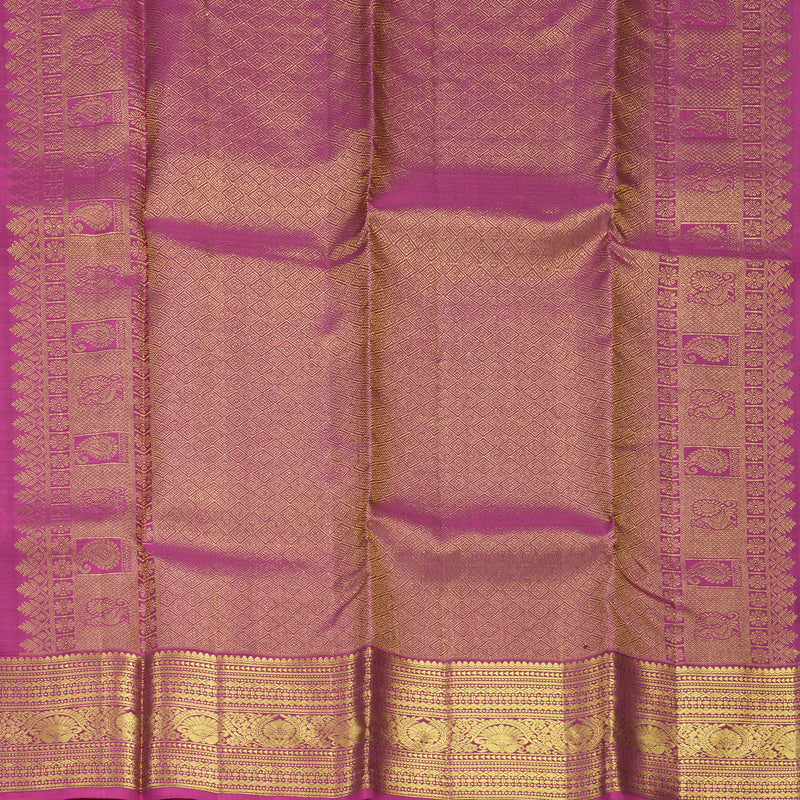 Hayagrivas Handloom Deep Plum Purple Kanjivaram Silk Saree with Magenta Border SSKBF61E6-12