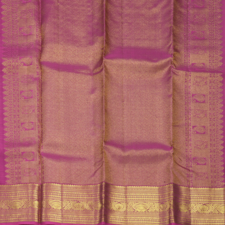 Hayagrivas Handloom Deep Plum Purple Kanjivaram Silk Saree with Magenta Border SSKBF61E6-12