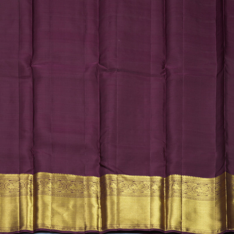 Hayagrivas Handloom Rust Orange Kanjivaram Silk Saree with Plum Purple Border SSKBF61E6-16
