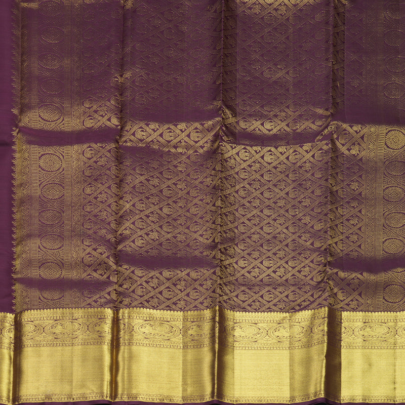 Hayagrivas Handloom Rust Orange Kanjivaram Silk Saree with Plum Purple Border SSKBF61E6-16