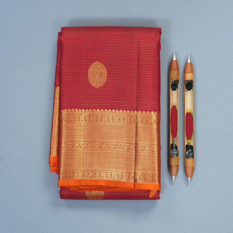 Hayagrivas Handloom Maroon Kanjivaram Silk Saree SSKBF61E6-7