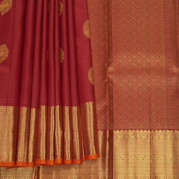 Hayagrivas Handloom Maroon Kanjivaram Silk Saree SSKBF61E6-7