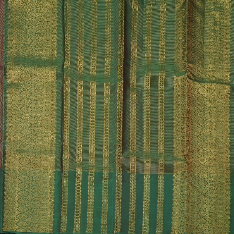 Hayagrivas Handloom Burgundy Kanjivaram Silk Saree with Bottle Green Border SSKBF61E6-9