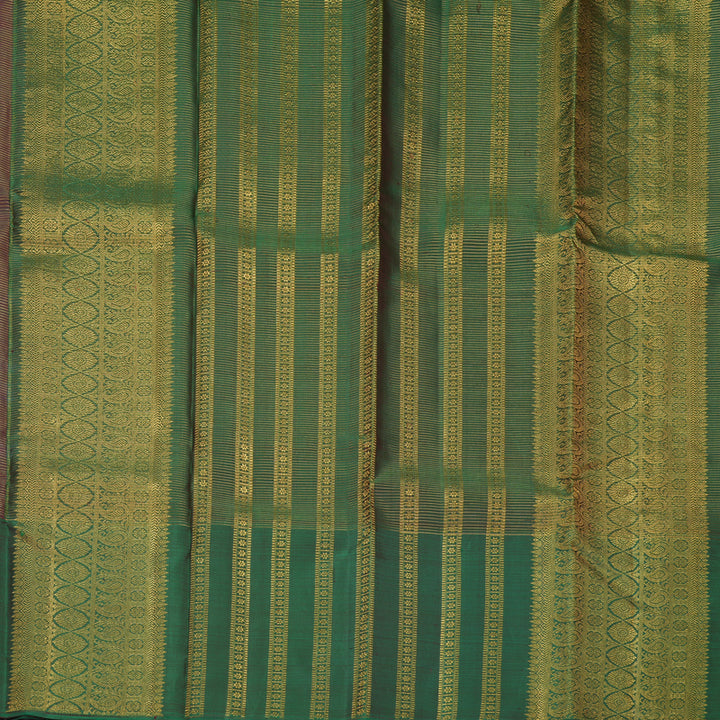 Hayagrivas Handloom Burgundy Kanjivaram Silk Saree with Bottle Green Border SSKBF61E6-9