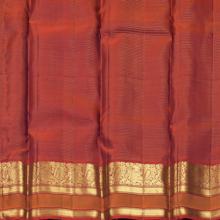 Hayagrivas Handloom Nagapazham Kanjivaram Silk Saree with Rust Orange Border SSKBF61E7-5