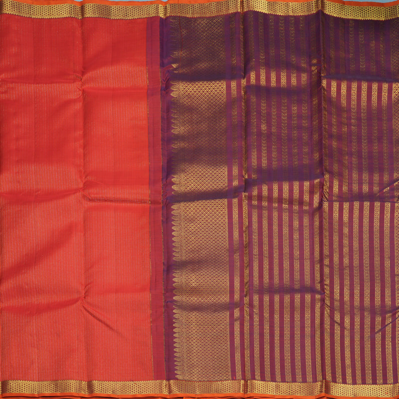 Hayagrivas Handloom Red Kanjivaram Silk Saree with Wine Maroon Border SSKBF61E8-2