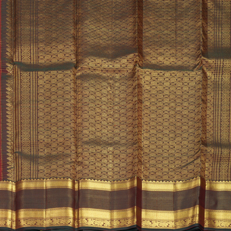 Hayagrivas Handloom Brick Red Kanjivaram Silk Saree with Manthalir Brown Border SSKBF61E9-2