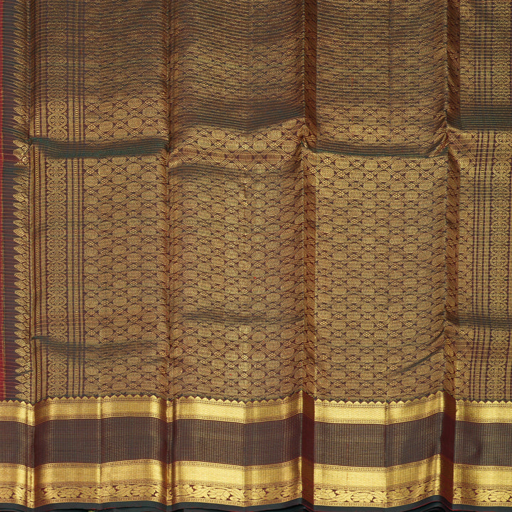 Hayagrivas Handloom Brick Red Kanjivaram Silk Saree with Manthalir Brown Border SSKBF61E9-2