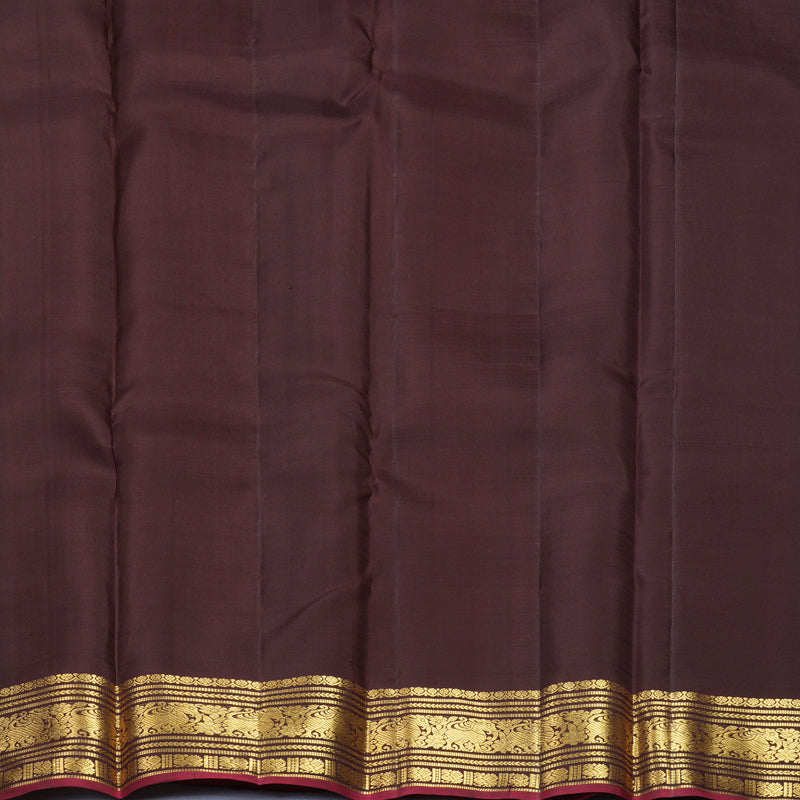 Hayagrivas Handloom Dark Brown Kanjivaram Silk Saree SSKBF67E11-3