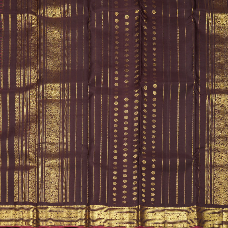 Hayagrivas Handloom Dark Brown Kanjivaram Silk Saree SSKBF67E11-3