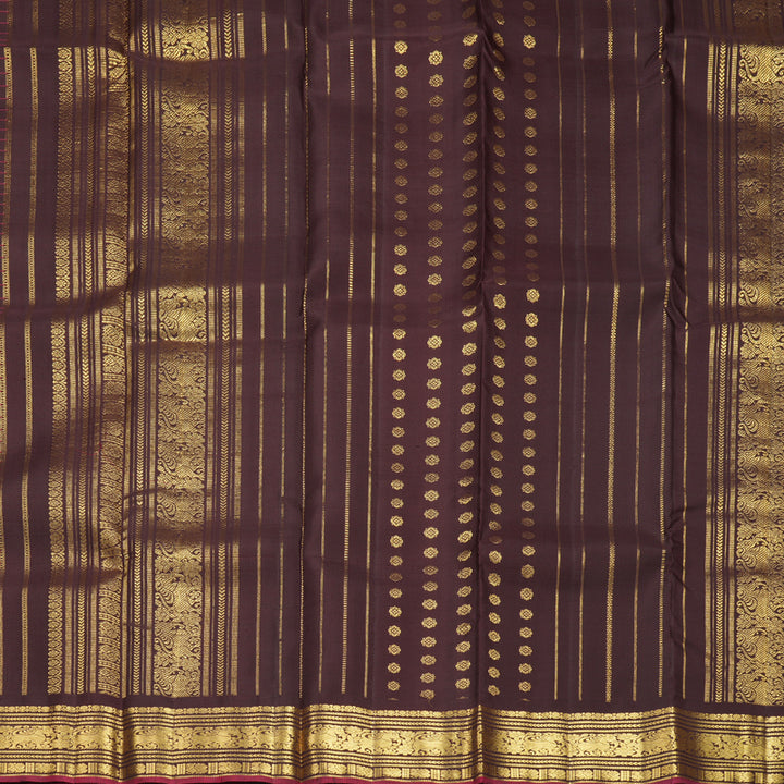 Hayagrivas Handloom Dark Brown Kanjivaram Silk Saree SSKBF67E11-3