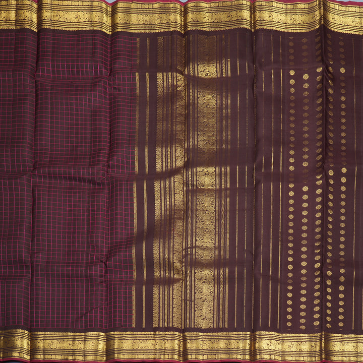 Hayagrivas Handloom Dark Brown Kanjivaram Silk Saree SSKBF67E11-3
