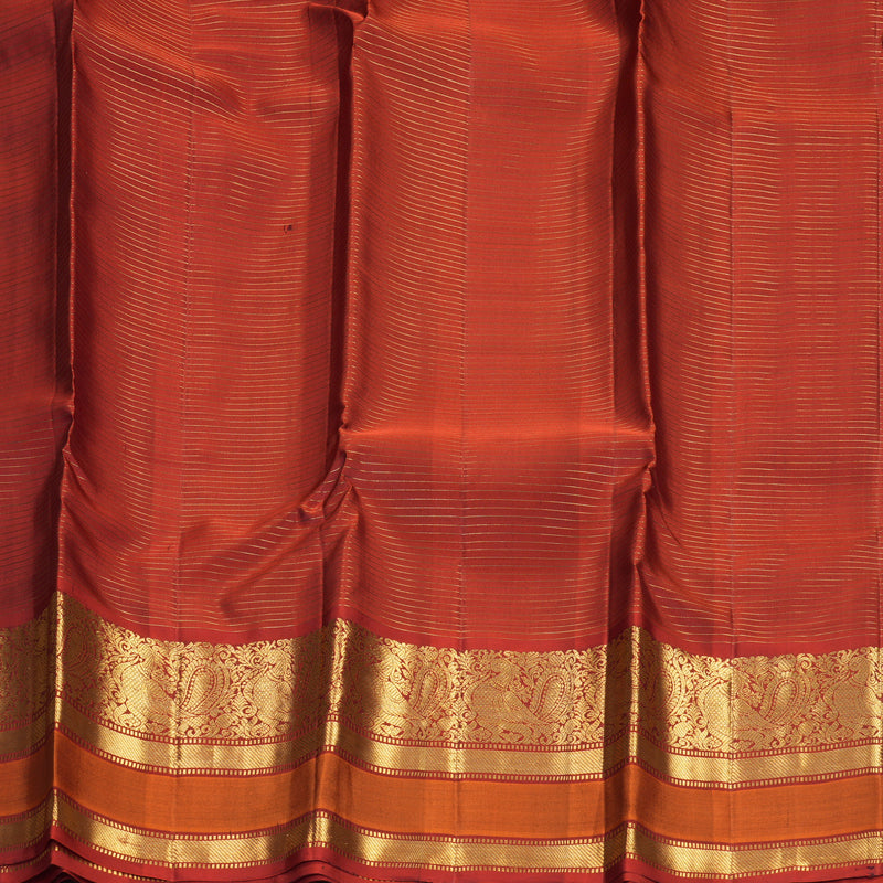 Hayagrivas Handloom Coffee Brown Kanjivaram Silk Saree with Rust Orange Border SSKBF67E13-10