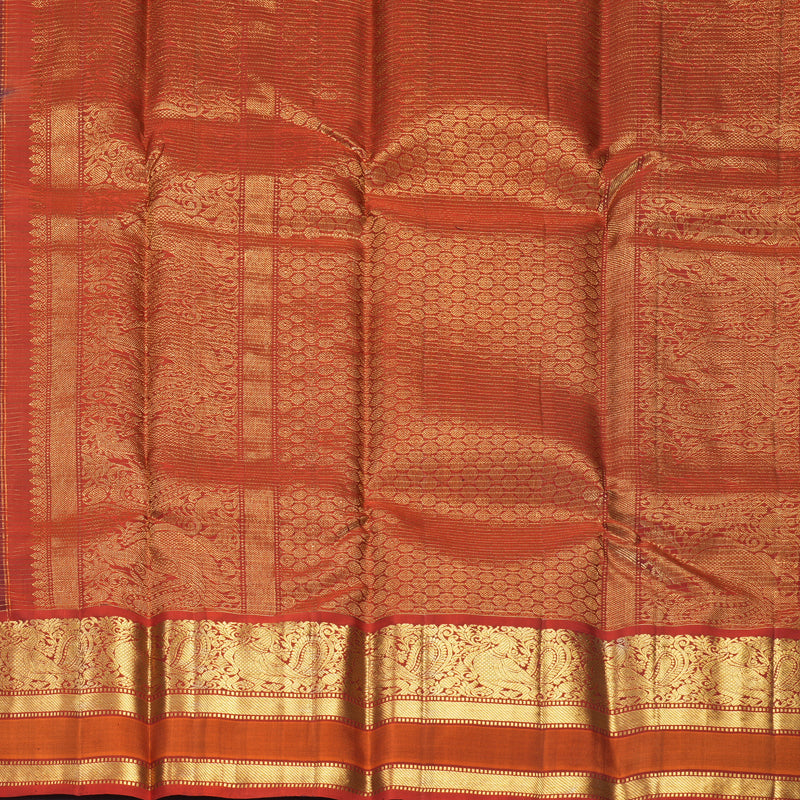 Hayagrivas Handloom Coffee Brown Kanjivaram Silk Saree with Rust Orange Border SSKBF67E13-10