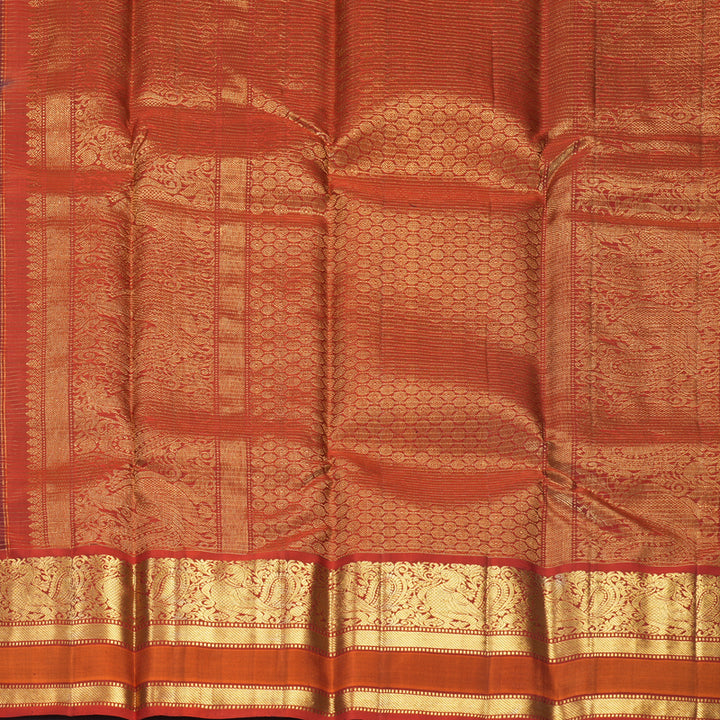 Hayagrivas Handloom Coffee Brown Kanjivaram Silk Saree with Rust Orange Border SSKBF67E13-10