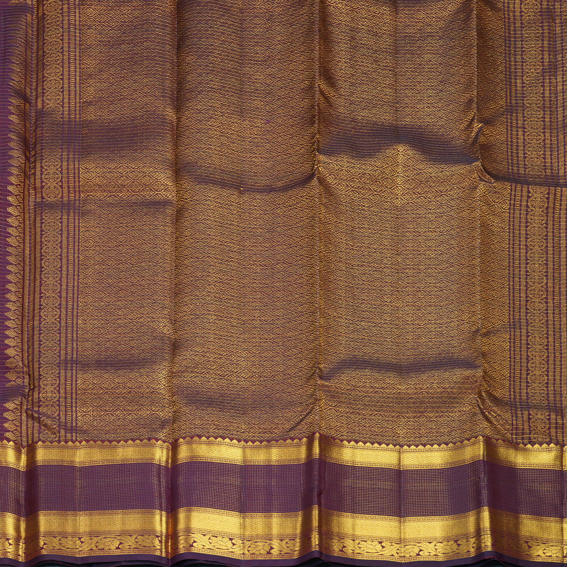 Hayagrivas Handloom Brick Red Kanjivaram Silk Saree with Wine Purple Border SSKBF67E13-3
