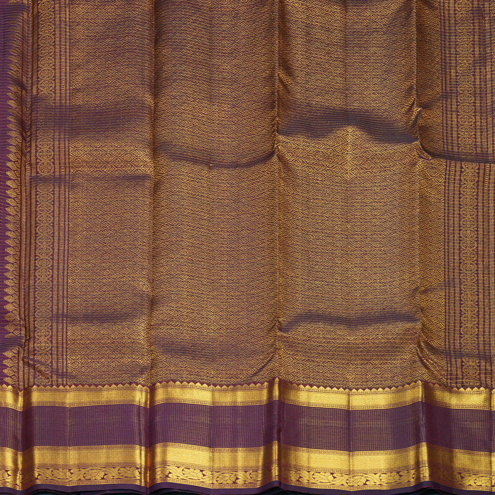 Hayagrivas Handloom Brick Red Kanjivaram Silk Saree with Wine Purple Border SSKBF67E13-3
