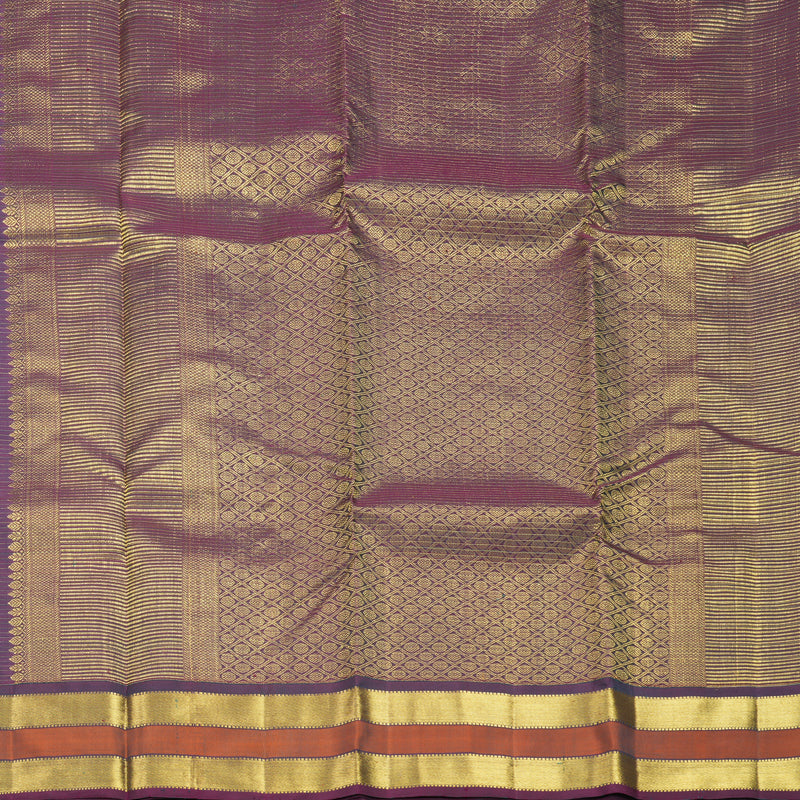 Hayagrivas Handloom Green Kanjivaram Silk Saree with Rust Orange Border SSKBF67E13-8
