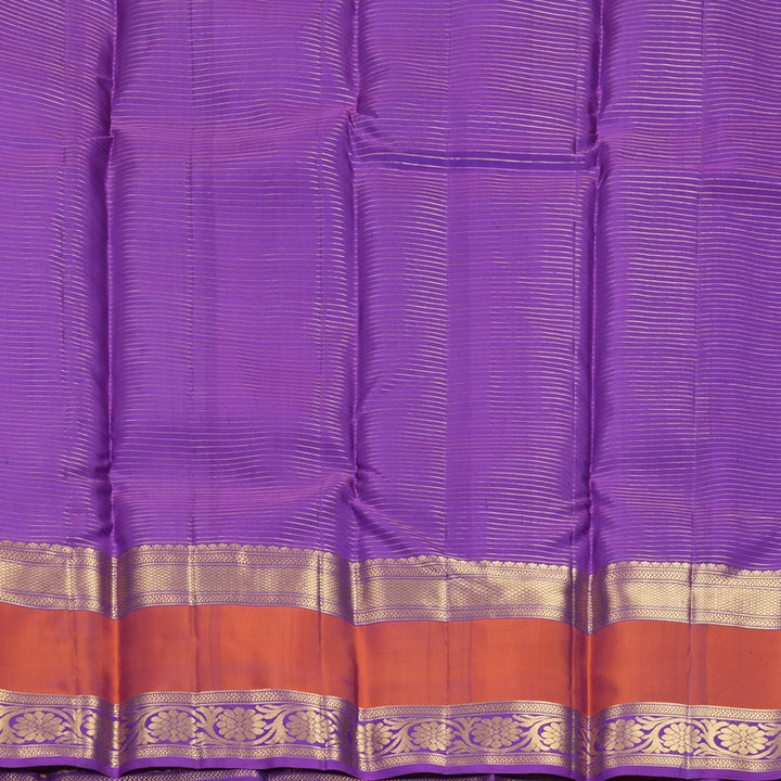 Hayagrivas Handloom Royal Blue Kanjivaram Silk Saree with Rust Orange Border SSKBF67E14-2