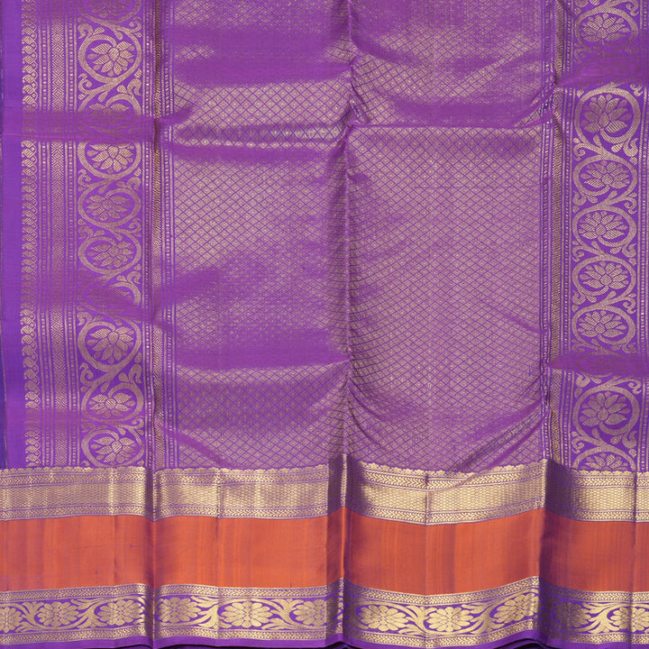 Hayagrivas Handloom Royal Blue Kanjivaram Silk Saree with Rust Orange Border SSKBF67E14-2