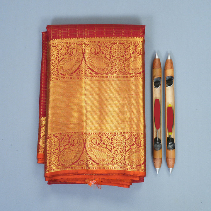 Hayagrivas Handloom Maroon Kanjivaram Silk Saree SSKBF67E15-1