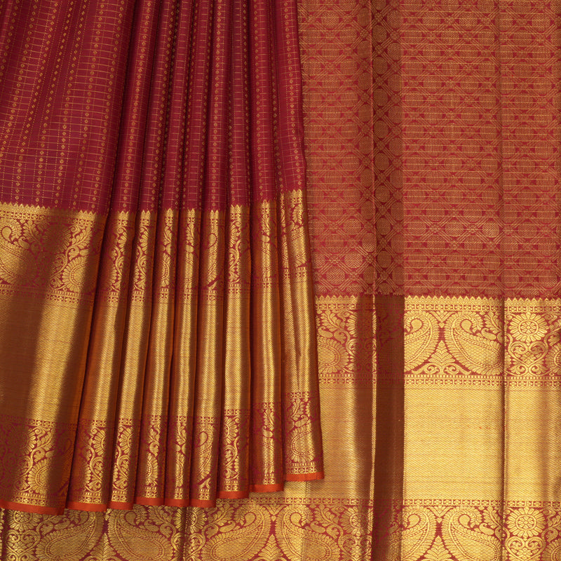 Hayagrivas Handloom Maroon Kanjivaram Silk Saree SSKBF67E15-1