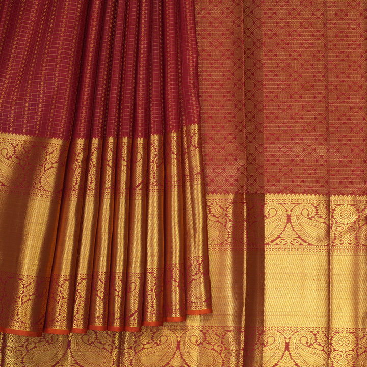 Hayagrivas Handloom Maroon Kanjivaram Silk Saree SSKBF67E15-1