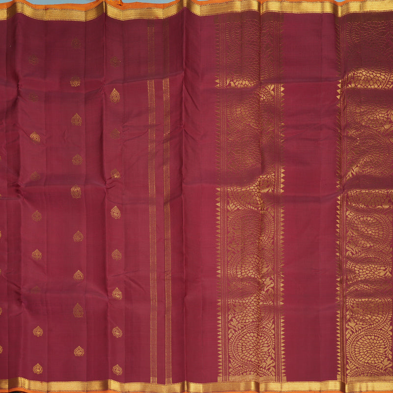 Hayagrivas Handloom Pinkish-Maroon Kanjivaram Silk Saree SSKBF67E2-3