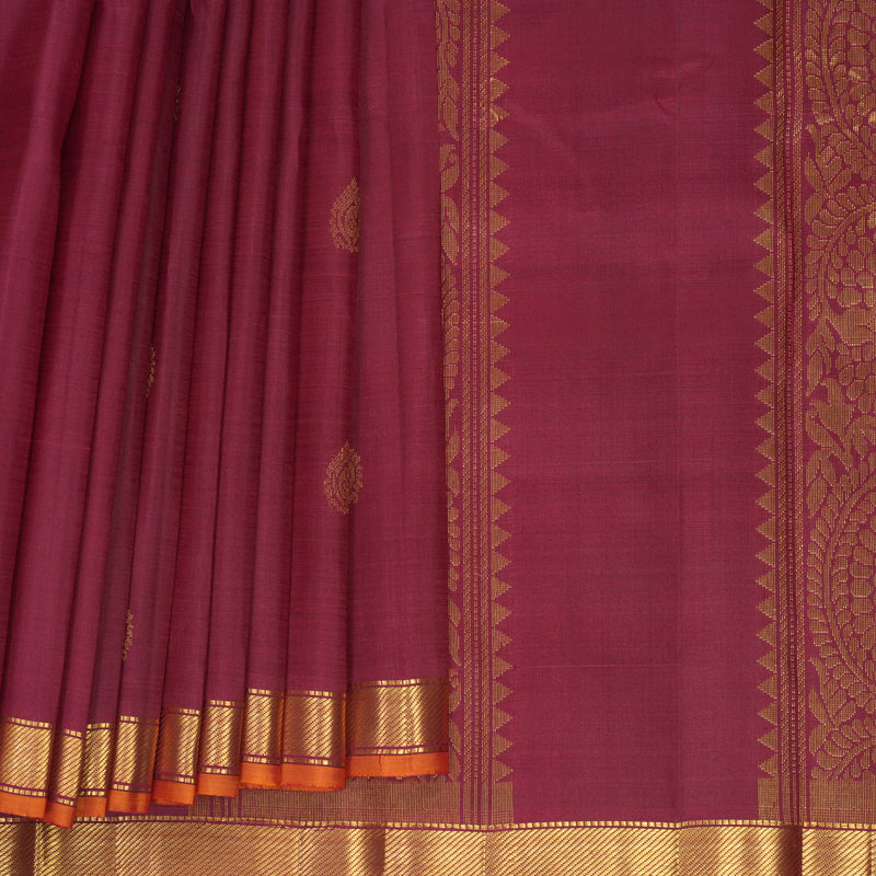 Hayagrivas Handloom Pinkish-Maroon Kanjivaram Silk Saree SSKBF67E2-3