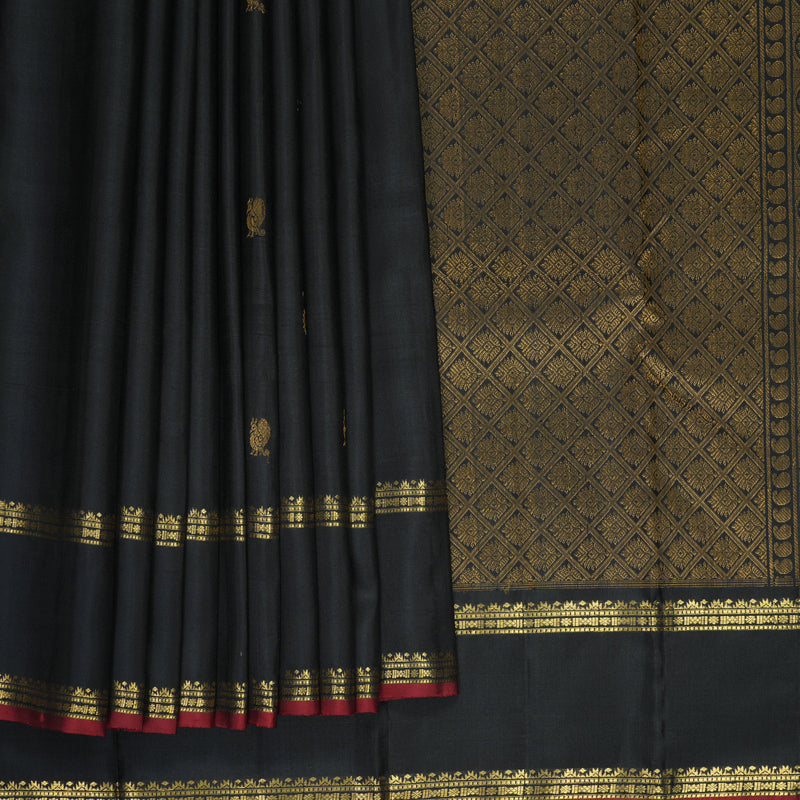 Hayagrivas Handloom Black Kanjivaram Silk Saree SSKBF67E3-12