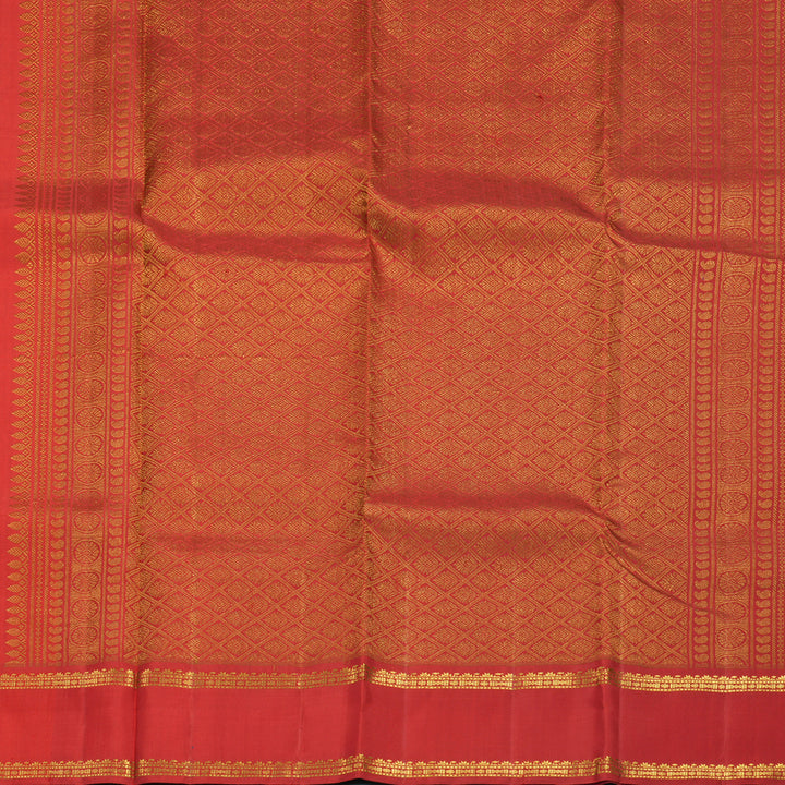 Hayagrivas Handloom Reddish-Orange Kanjivaram Silk Saree SSKBF67E3-13