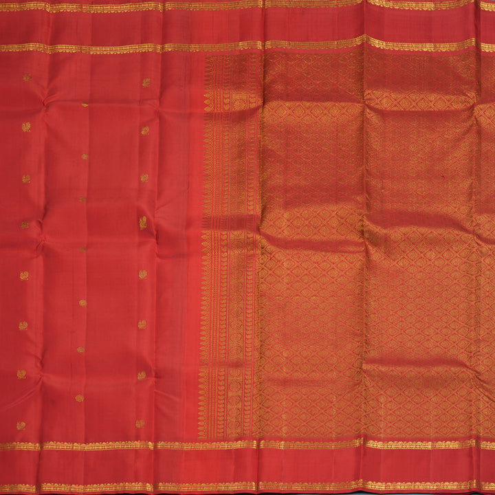 Hayagrivas Handloom Reddish-Orange Kanjivaram Silk Saree SSKBF67E3-13