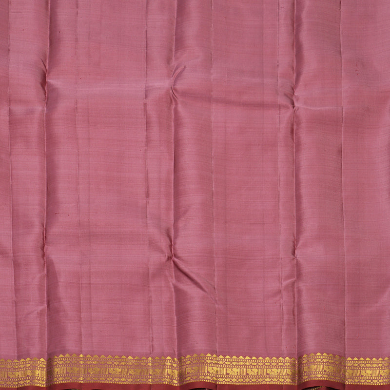 Hayagrivas Handloom Dark Orange Kanjivaram Silk Saree with Guava Pink Border SSKBF67E3-5