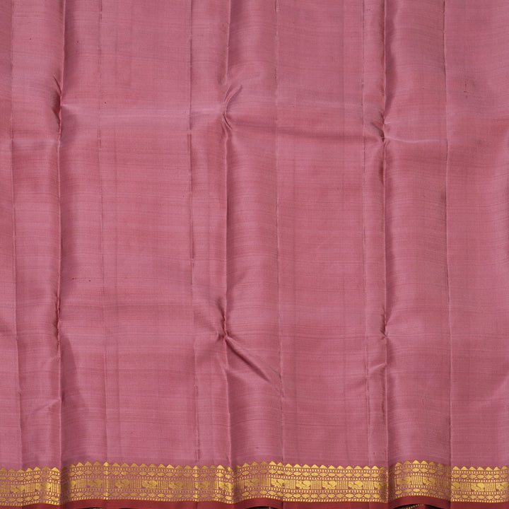 Hayagrivas Handloom Dark Orange Kanjivaram Silk Saree with Guava Pink Border SSKBF67E3-5