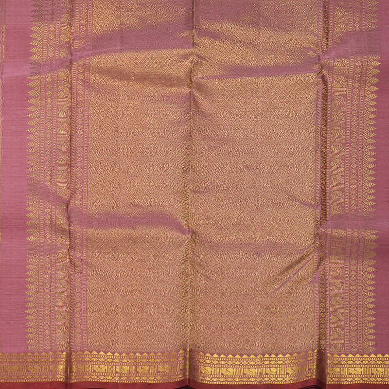 Hayagrivas Handloom Dark Orange Kanjivaram Silk Saree with Guava Pink Border SSKBF67E3-5