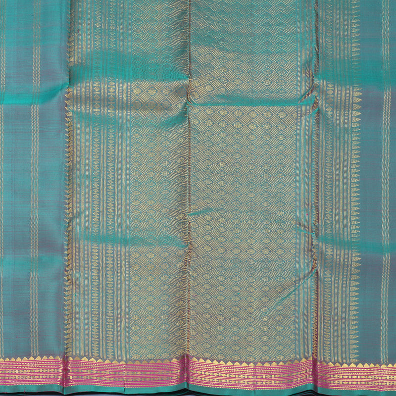 Hayagrivas Handloom Rani Pink Kanjivaram Silk Saree with Rama Green Border SSKBF67E3-8