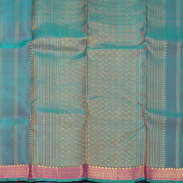 Hayagrivas Handloom Rani Pink Kanjivaram Silk Saree with Rama Green Border SSKBF67E3-8