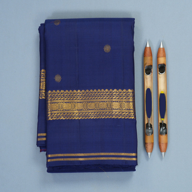 Hayagrivas Handloom Dark Blue Kanjivaram Silk Saree SSCBF67E4-18