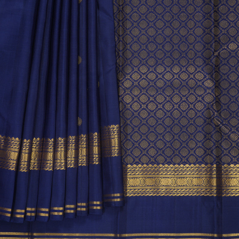 Hayagrivas Handloom Dark Blue Kanjivaram Silk Saree SSCBF67E4-18