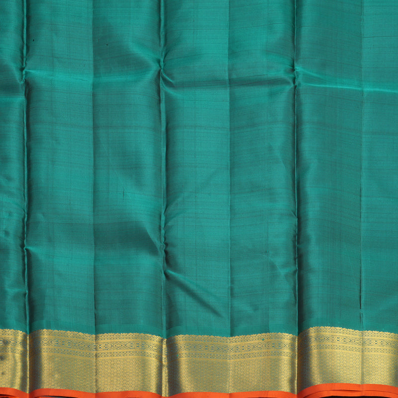 Hayagrivas Handloom Deep Nagapazham Kanjivaram Silk Saree with Teal Green Border SSKBF67E4-7
