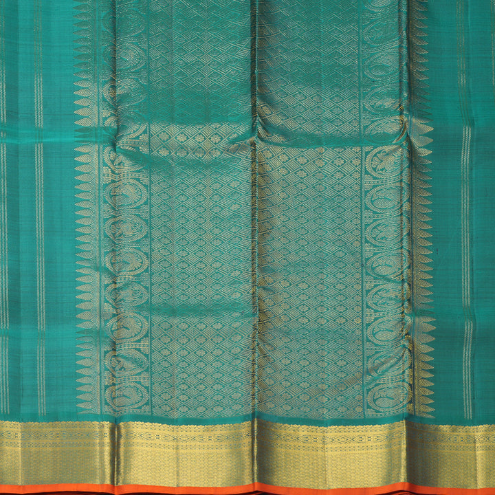 Hayagrivas Handloom Deep Nagapazham Kanjivaram Silk Saree with Teal Green Border SSKBF67E4-7