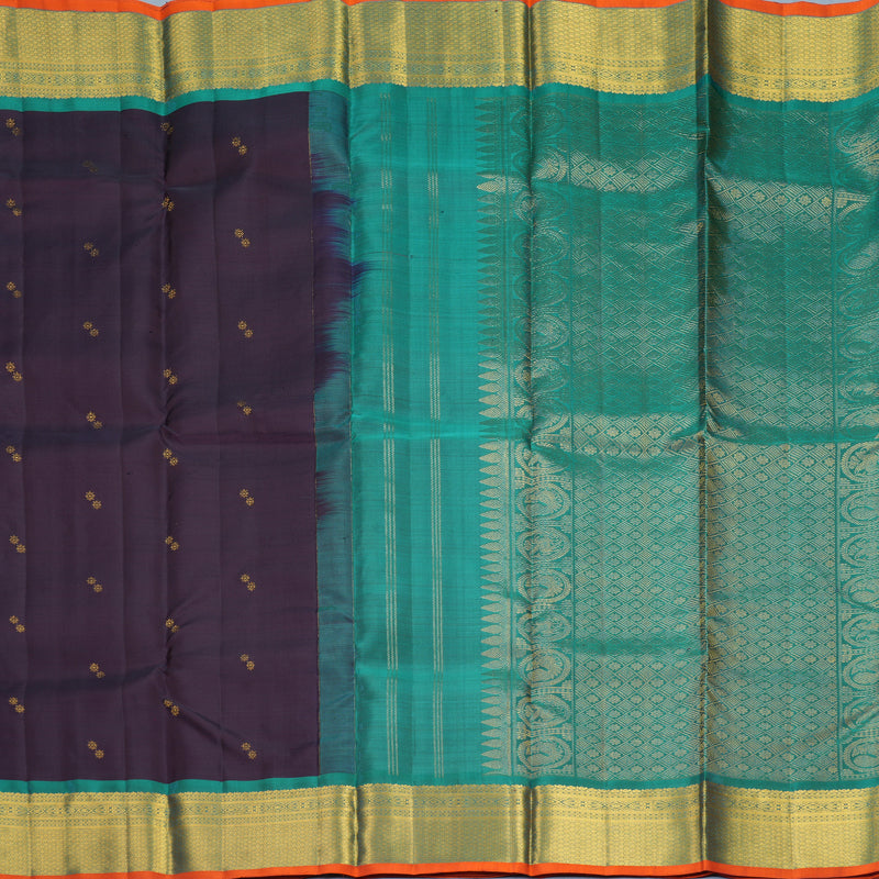 Hayagrivas Handloom Deep Nagapazham Kanjivaram Silk Saree with Teal Green Border SSKBF67E4-7