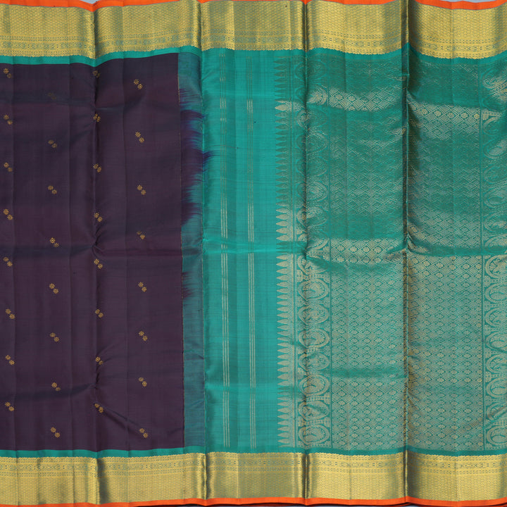 Hayagrivas Handloom Deep Nagapazham Kanjivaram Silk Saree with Teal Green Border SSKBF67E4-7