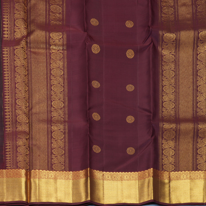 Hayagrivas Handloom Karum Pachai Kanjivaram Silk Saree with Deep Burgundy Border SSKBF61E1-18