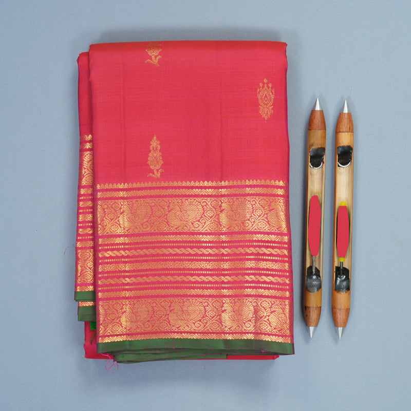 Hayagrivas Handloom Orangish-Pink Kanjivaram Silk Saree SSKBF67E5-2